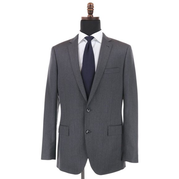 J. Crew Other - J Crew Ludlow Tollegno 1900 Wool Suit 40L Gray Herringbone 35 X 33 Flat Front